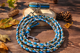Paracord-Set aus Leine und Halsband Tjock in Blau, Leashes of Sweden